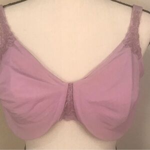 Lilyette by Maidenform Bra 42D Lilac Minimizer Underwire Unlined Lace Trim 0409